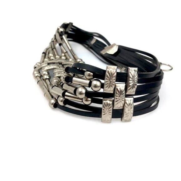 Vtg 80s Wide Concho Belt Silver Tone Strappy Adjustable Boho Wstrn Retro Glam - Picture 8 of 16